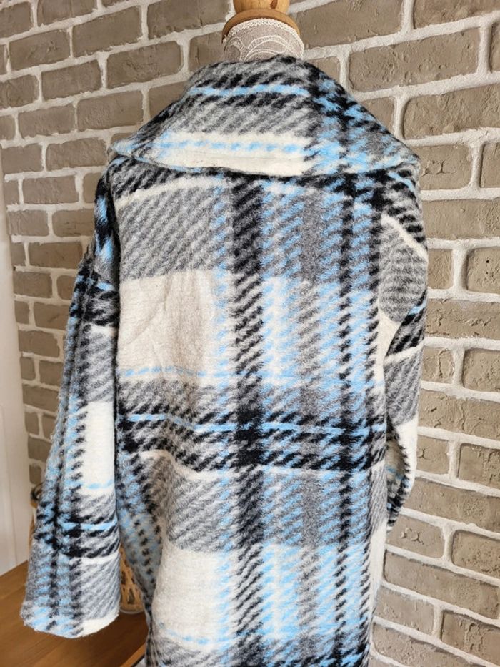 Manteau en laine à carreaux blanc et bleu - Made in Italy - photo numéro 11