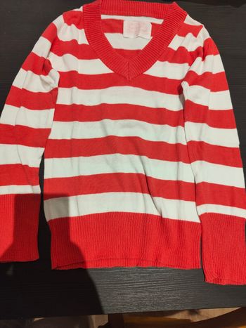 Pull rayé rouge et blanc