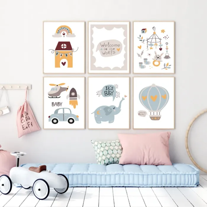 Affiches “Welcome Baby Boy” pour chambre enfant - photo numéro 3