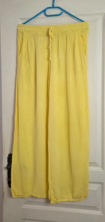 Pantalon fluide Luck & Cie jaune taille élastique léger été TBE confortable