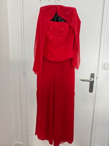 Ensemble pantalon bustier étole rouge 42 