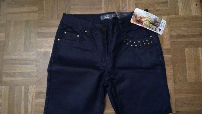 pantalon simili  cuir  bleu orchestra  T12A  neuf - photo numéro 3