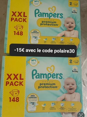 Deux couches Pampers xxl taille 2 preuim