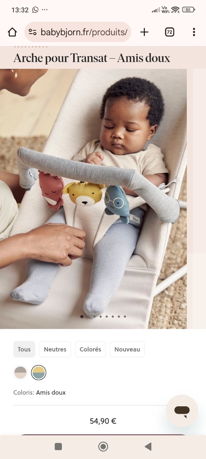 Arche jouet tissus pour transat  babybjorn - photo numéro 2