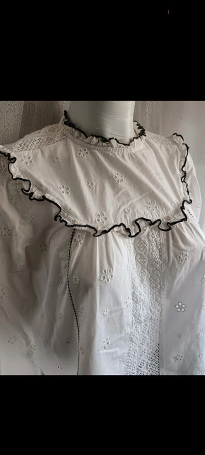 Sézane | Blouse coton broderie et dentelle | t 34 - photo numéro 5