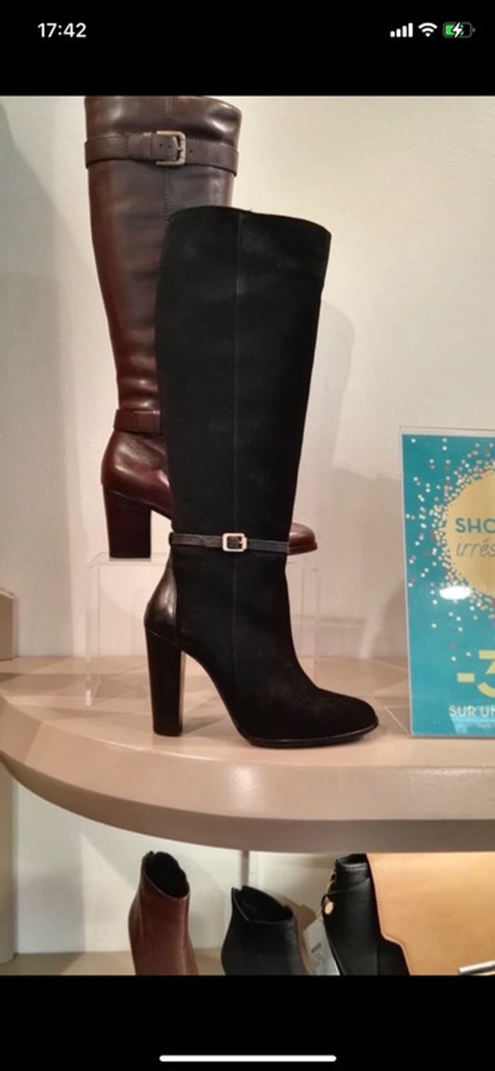 Bottes en cuir daim hautes