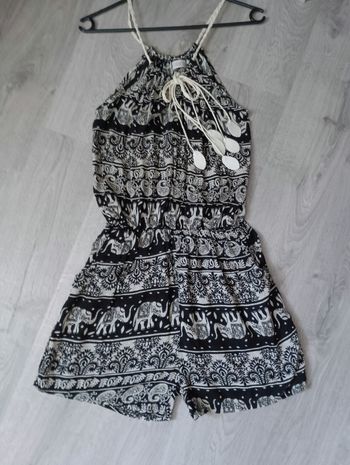 Combishort noir imprimé éléphant S/M
