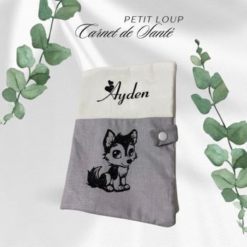 Protège carnet de santé personnalisé personnalisable petit loup bébé enfant