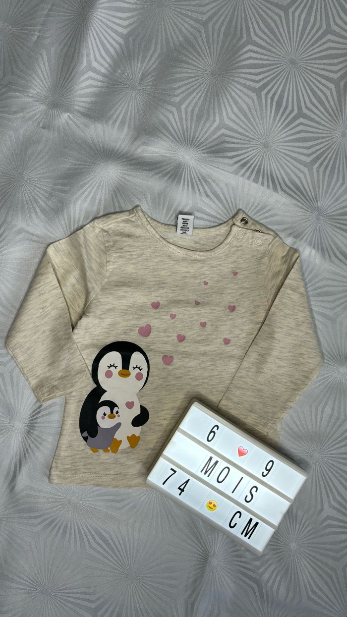 Tee-shirt manches longues fille 6/9 mois - 74 cm