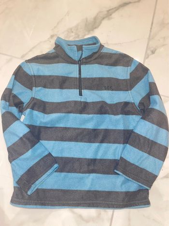 Pull polaire gelo garçon  rayures bleu 8 ans