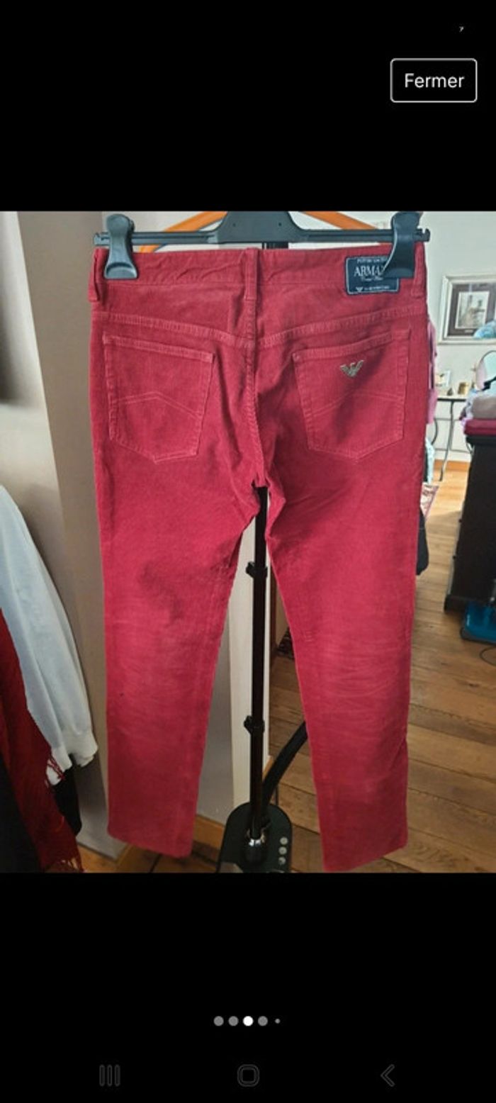 Pantalon Armani junior 12ans en velour Rouge - photo numéro 3