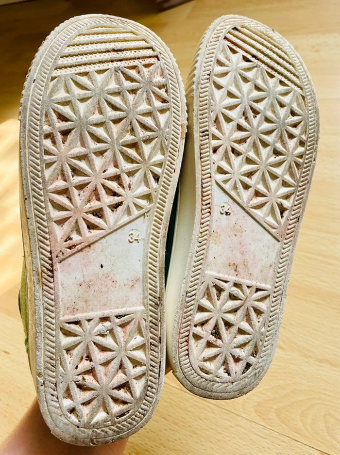 Baskets Tennis scratch toile vertes - photo numéro 3