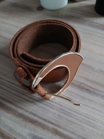 Ceinture croûte de cuir marron & doré