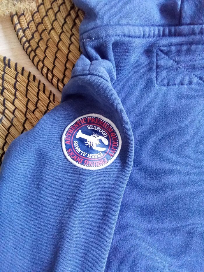 sweat bleu à capuche avec inscription Tex taille 3/4 ans - photo numéro 5