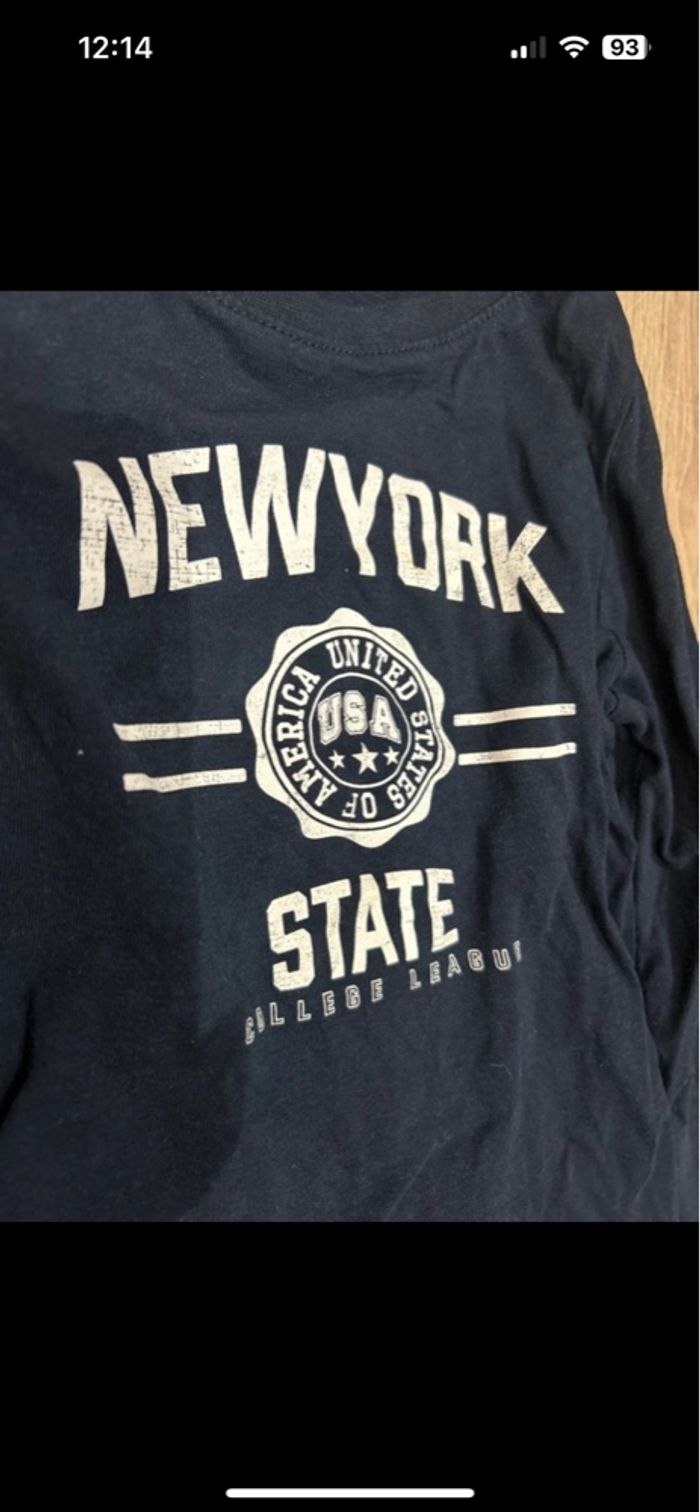 Teeshirt manches longues bleu marine écriture blanches 5 ans - photo numéro 2