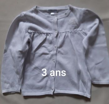 gilet blanc en coton fille - cerises - Vertbaudet - 3 ans