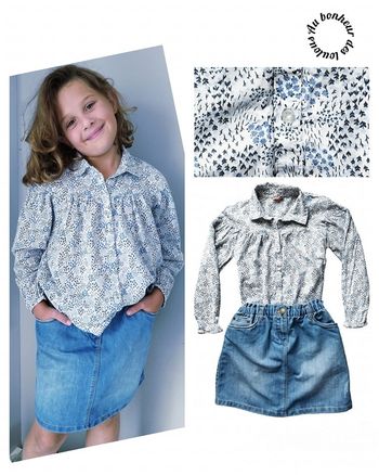 10 ans ensemble tape a l oeil chemise et jupe