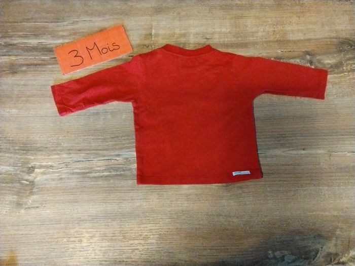 T-shirt manche longue rouge bébé 3 mois - photo numéro 4