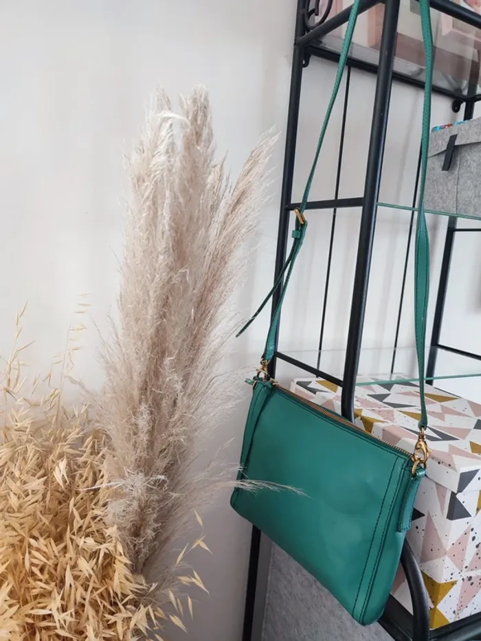Sac bandoulière en cuir turquoise - photo numéro 13