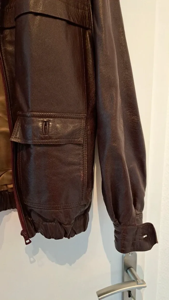 Blouson cuir marron, taille L - photo numéro 5