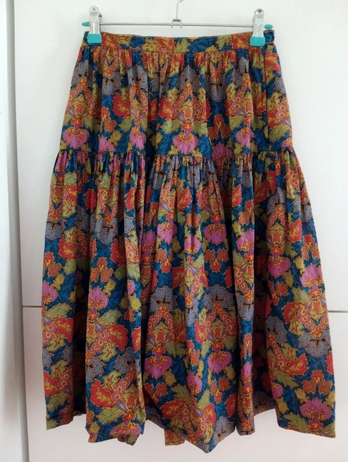 Jupe vintage multicolore en coton - photo numéro 5