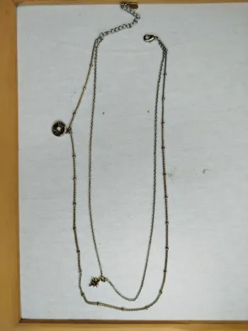 Collier constellation - LC - Médaille avec cœur et étoile double chaîne