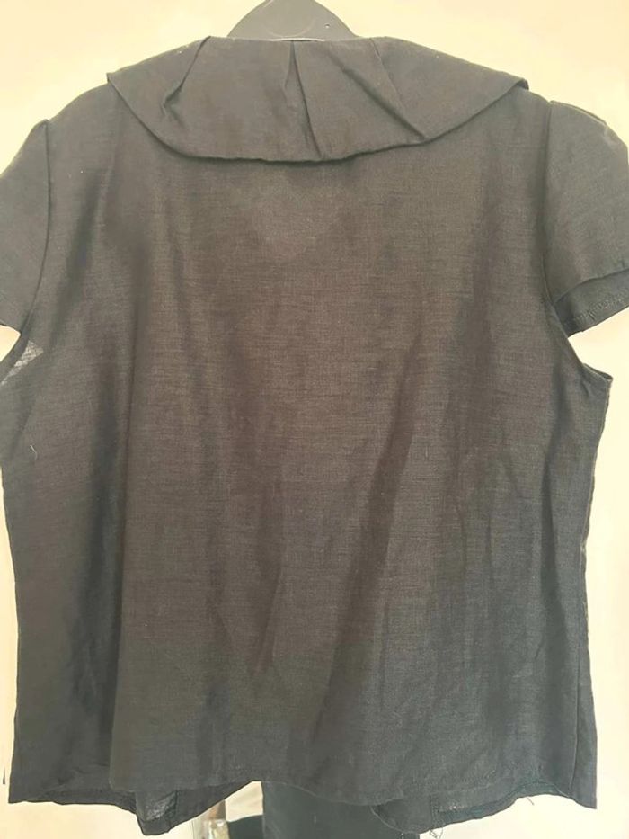 Veste  courte noir  en lin T3 - photo numéro 7