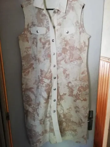🌸 Chemise Sans Manche Fédora - Taille 46, Motif Fleuri, Boutons-Pression