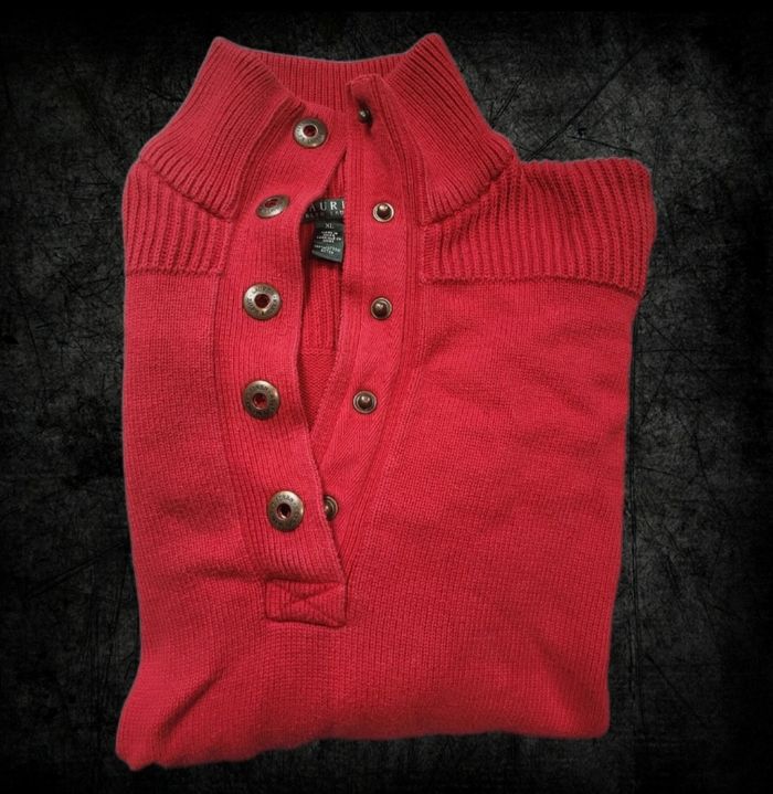 Pull femme Lauren Ralph Lauren – 100% coton, rouge, col roulé à boutons-pression - Taille XL - photo numéro 2