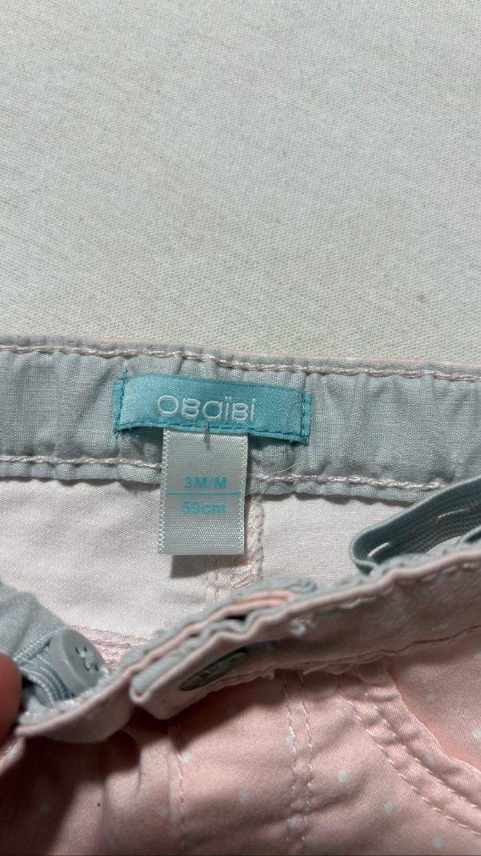 🌸 Pantalon rose à pois blancs – Obaïbi – 3 mois - photo numéro 3