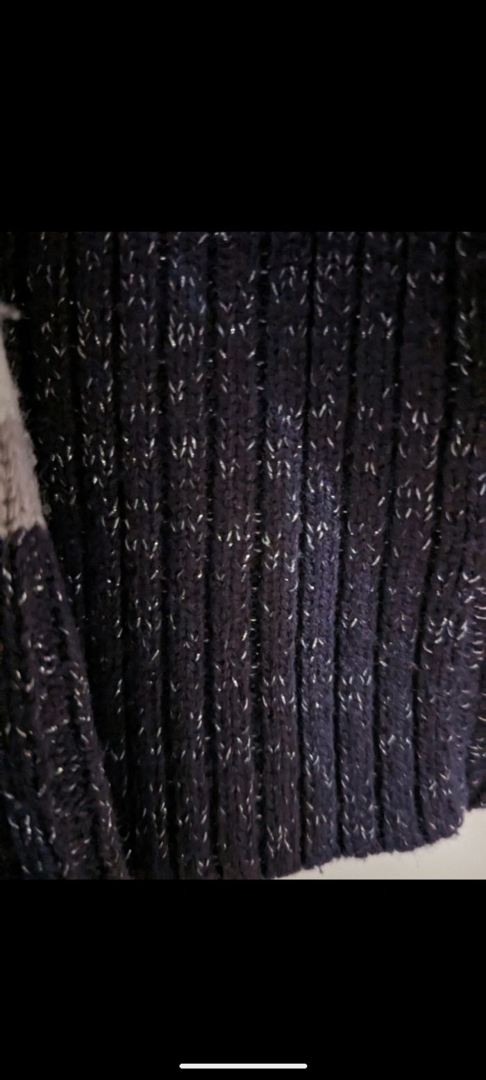 Pull col roulé vintage Women Only à rayures violet. Taille XL - photo numéro 6