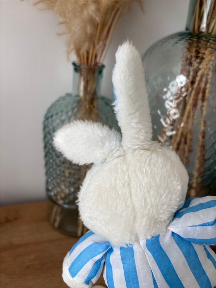 Peluche vintage lapin rayures Pampers - photo numéro 3