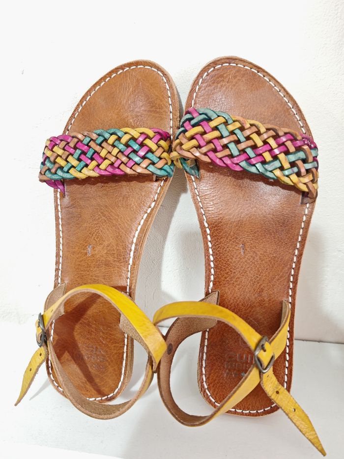 Sandales femme cuir multicolore