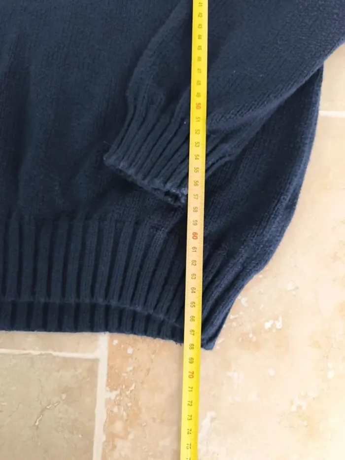 Pull col rond texturé marine logo rouge Ralph Lauren L - photo numéro 6