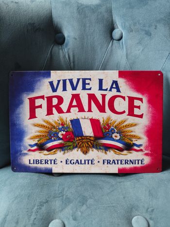 Plaque métal vive la france patriote neuve 20x30cm