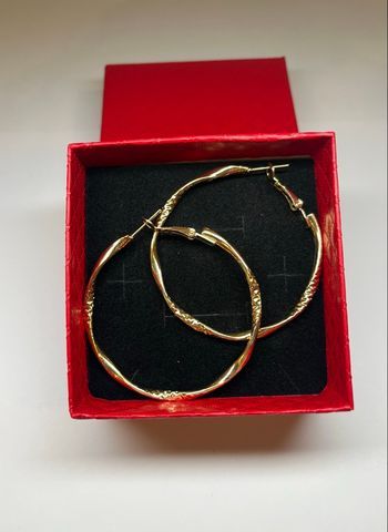 Boucles d'Oreilles Créoles Dorées Torsadées en acier inoxydable