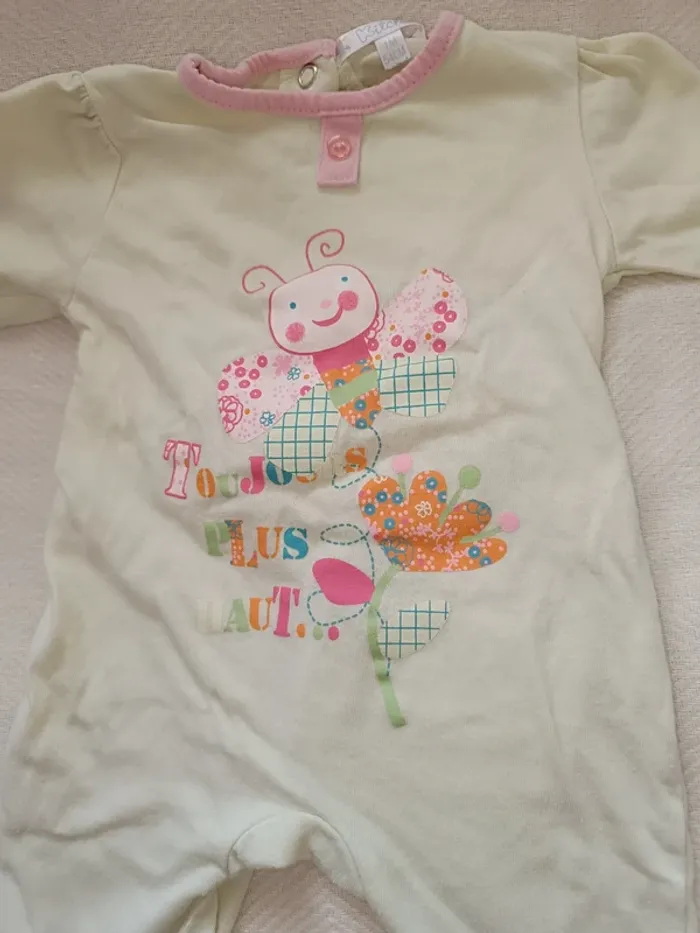 🎀 joli grenouillère jaune avec motif taille 1 mois 🎀 - photo numéro 2