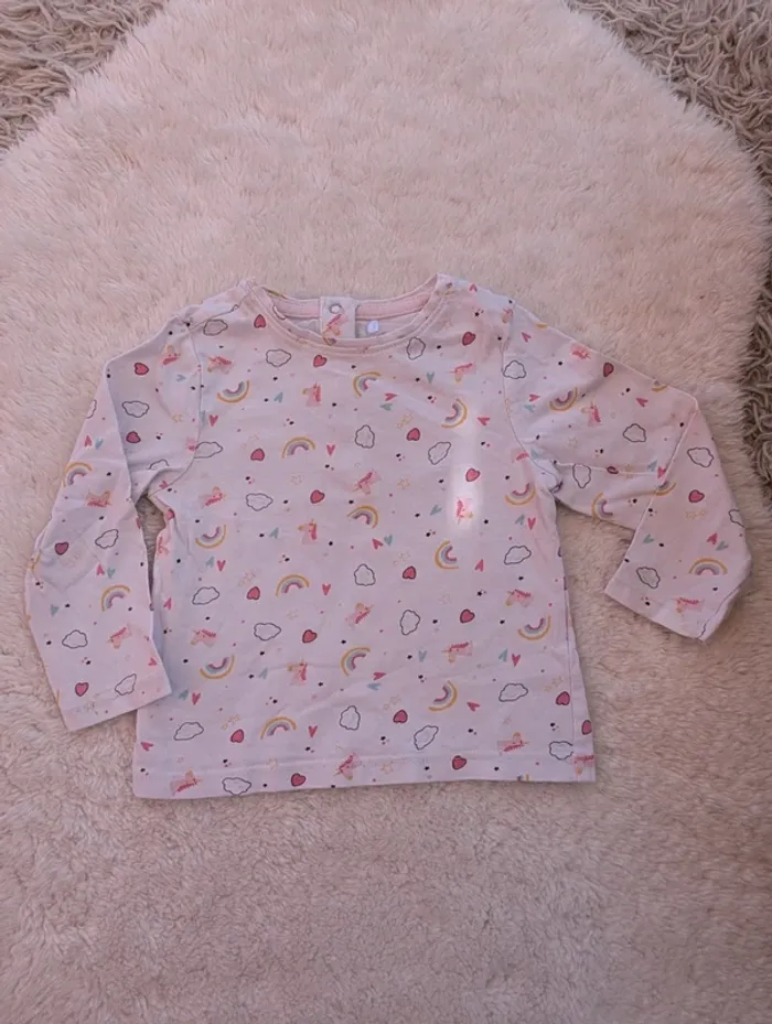 Tee-shirt manches longues 18 mois fille licorne 🦄