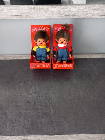 Lot de 2 monchhichi peluches poupons singe neuf 