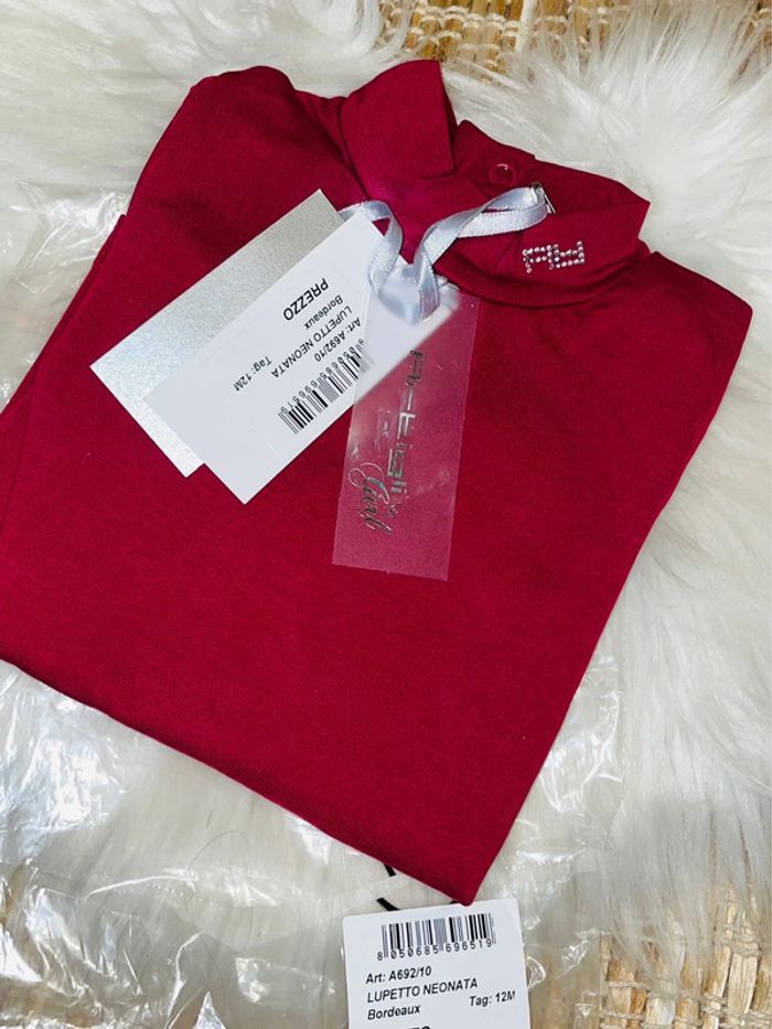 Sous pull Bordeaux 12 mois Artigli girl+ barrette