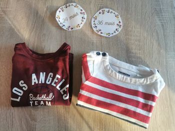 Lot de 2 t-shirt manches longues bébé garçon 36mois orchestra primark