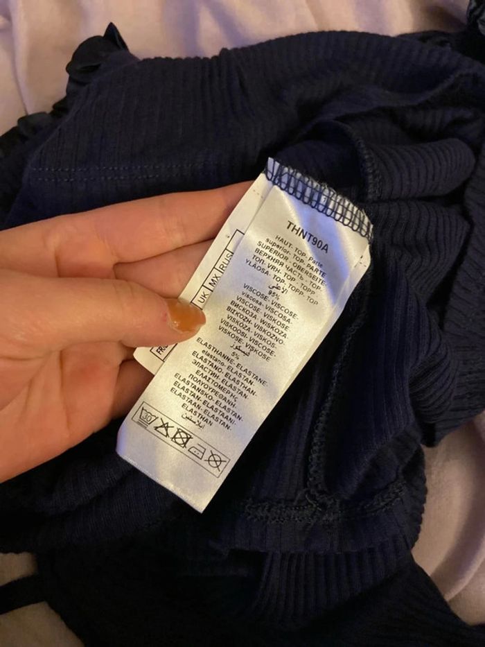 Top manches longues strié Naf Naf Bleu marine Taille S - photo numéro 4