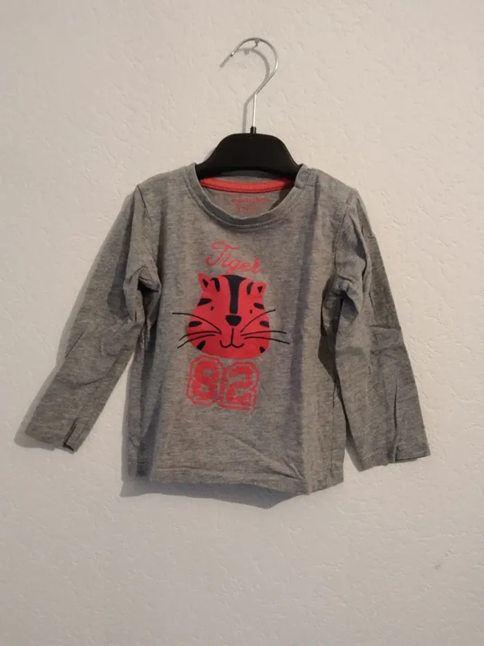 tee shirt manches longues gris in extenso 2 ans garcon