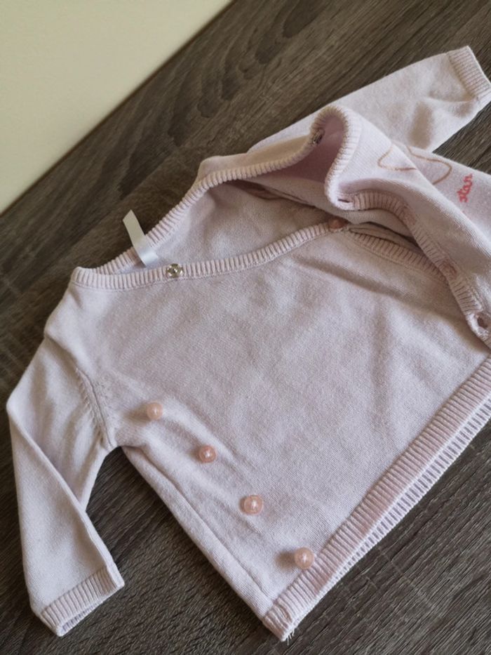 Gilet en rose pâle style cache cœur 1 mois tex - photo numéro 6