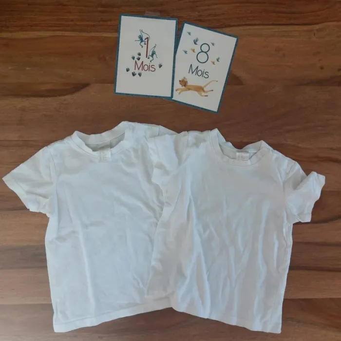 Lot de 2 t-shirts blancs 12-18 mois (86 cm)