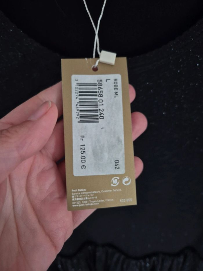 Robe longue noires paillettes Petit Bateau L neuve - photo numéro 4