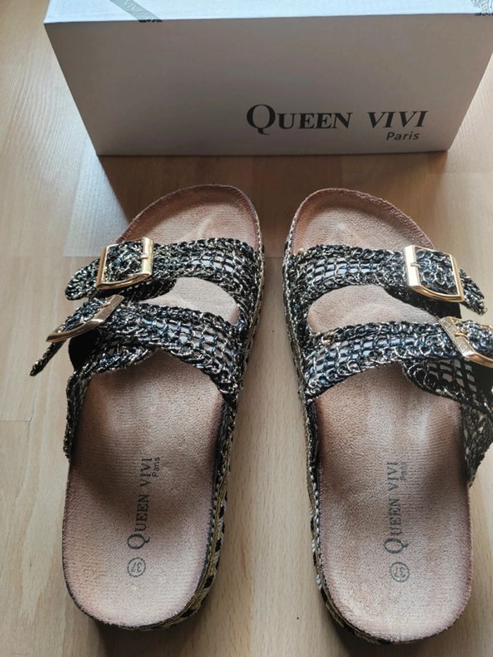 Mules confort noir doré taille 37 - photo numéro 3