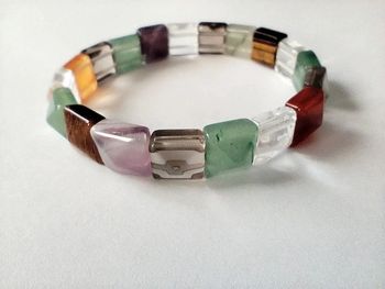 Bracelet élastique en pierre cristal de roche cornaline oeil de tigre