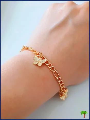 Bracelet doré breloques papillon – fin, léger et tendance
