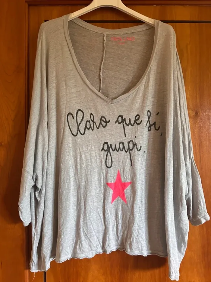 T-shirt gris col v Made in Italy